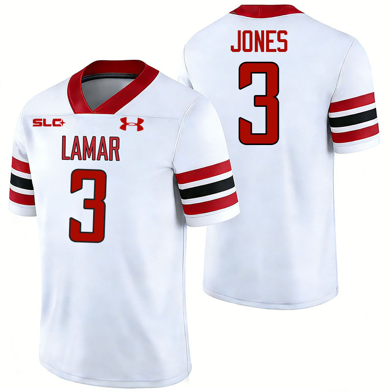 Lamar Cardinals #3 Izaha Jones College Football Jerseys,Uniforms-White